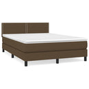vidaXL sötétbarna szövet rugós ágy matraccal 140 x 190 cm