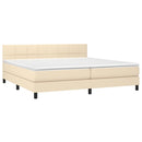 vidaXL krémszínű szövet rugós ágy matraccal 200 x 200 cm