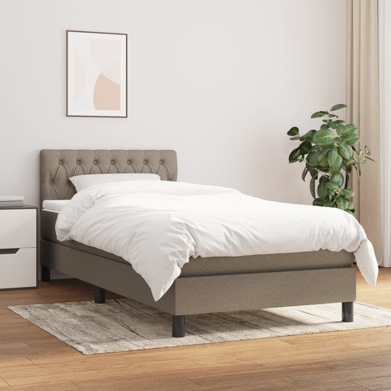 vidaXL tópszínű szövet rugós ágy matraccal 90 x 190 cm