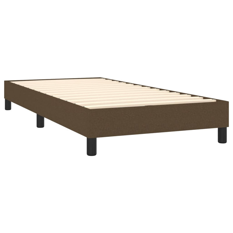 vidaXL sötétbarna szövet rugós ágy matraccal 90 x 200 cm