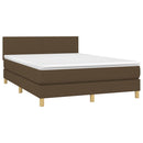 vidaXL sötétbarna szövet rugós ágy matraccal 140 x 190 cm