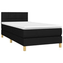 vidaXL fekete szövet rugós ágy matraccal 100 x 200 cm