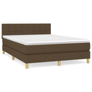 vidaXL sötétbarna szövet rugós ágy matraccal 140 x 190 cm
