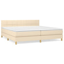 vidaXL krémszínű szövet rugós ágy matraccal 200 x 200 cm