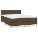 vidaXL sötétbarna szövet rugós ágy matraccal 140 x 190 cm