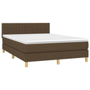 vidaXL sötétbarna szövet rugós ágy matraccal 140 x 190 cm