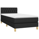 vidaXL fekete szövet rugós ágy matraccal 90x200 cm