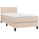 vidaXL cappuccino színű műbőr rugós ágy matraccal 90 x 190 cm