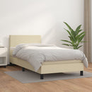 vidaXL krémszínű műbőr rugós ágy matraccal 100 x 200 cm
