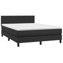 vidaXL fekete műbőr rugós ágy matraccal 140 x 190 cm