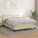 vidaXL krémszínű műbőr rugós ágy matraccal 140x190 cm