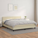 vidaXL krémszínű műbőr rugós ágy matraccal 180 x 200 cm