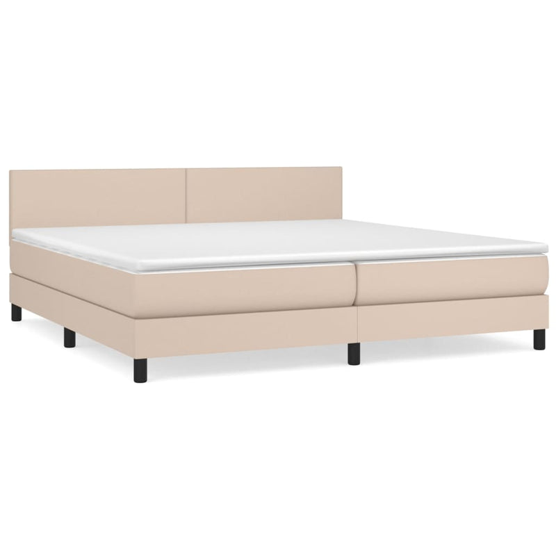 vidaXL cappuccino színű műbőr rugós ágy matraccal 200 x 200 cm