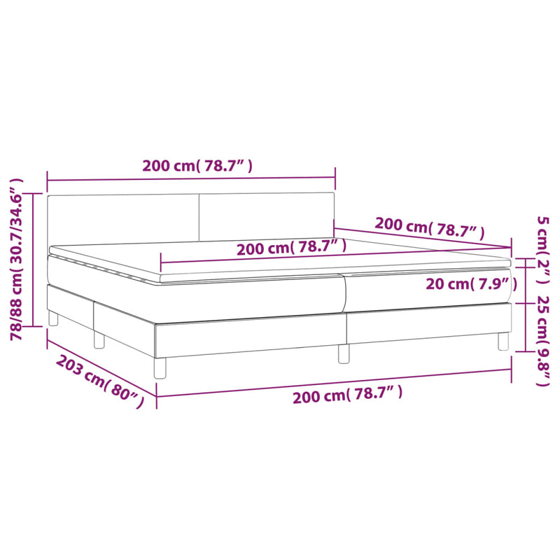 vidaXL cappuccino színű műbőr rugós ágy matraccal 200 x 200 cm
