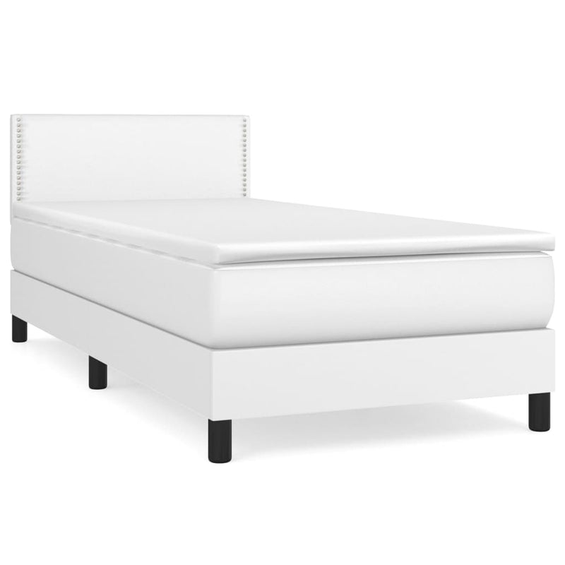vidaXL fehér műbőr rugós ágy matraccal 80 x 200 cm
