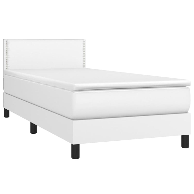 vidaXL fehér műbőr rugós ágy matraccal 80 x 200 cm