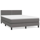 vidaXL szürke műbőr rugós ágy matraccal 140x190 cm