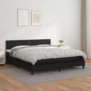 vidaXL fekete műbőr rugós ágy matraccal 180 x 200 cm