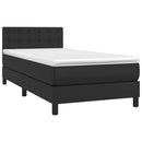 vidaXL fekete műbőr rugós ágy matraccal 90x190 cm