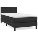 vidaXL fekete műbőr rugós ágy matraccal 90 x 200 cm