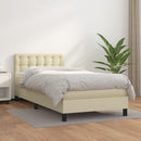 vidaXL krémszínű műbőr rugós ágy matraccal 90 x 200 cm