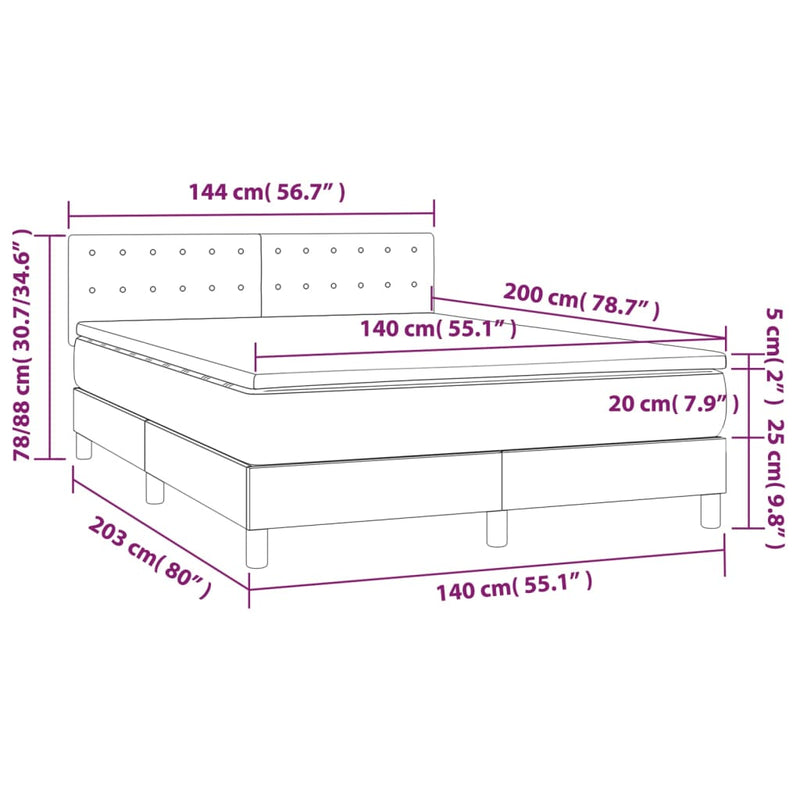vidaXL fekete műbőr rugós ágy matraccal 140 x 200 cm