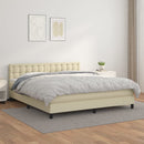 vidaXL krémszínű műbőr rugós ágy matraccal 160 x 200 cm