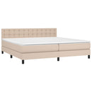vidaXL cappuccino színű műbőr rugós ágy matraccal 200 x 200 cm