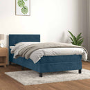 vidaXL sötétkék bársony rugós ágy matraccal 90x190 cm