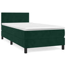 vidaXL sötétzöld bársony rugós ágy matraccal 90 x 200 cm