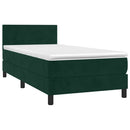 vidaXL sötétzöld bársony rugós ágy matraccal 100 x 200 cm