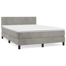 vidaXL világosszürke bársony rugós ágy matraccal 140x190 cm