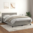vidaXL világosszürke bársony rugós ágy matraccal 140x190 cm