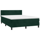 vidaXL sötétzöld bársony rugós ágy matraccal 140x190 cm