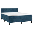 vidaXL sötétkék bársony rugós ágy matraccal 140x190 cm