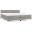 vidaXL világosszürke bársony rugós ágy matraccal 200x200 cm