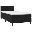 vidaXL fekete bársony rugós ágy matraccal 90x190 cm