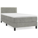 vidaXL világosszürke bársony rugós ágy matraccal 90 x 200 cm