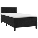 vidaXL fekete bársony rugós ágy matraccal 90 x 200 cm