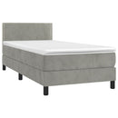 vidaXL világosszürke bársony rugós ágy matraccal 100 x 200 cm