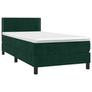vidaXL sötétzöld bársony rugós ágy matraccal 100 x 200 cm