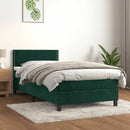 vidaXL sötétzöld bársony rugós ágy matraccal 100 x 200 cm