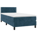 vidaXL sötétkék bársony rugós ágy matraccal 100 x 200 cm