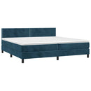 vidaXL sötétkék bársony rugós ágy matraccal 200x200 cm