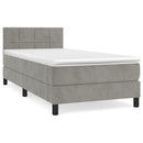 vidaXL világosszürke bársony rugós ágy matraccal 100 x 200 cm