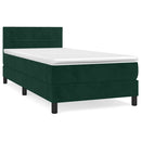 vidaXL sötétzöld bársony rugós ágy matraccal 100 x 200 cm