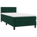 vidaXL sötétzöld bársony rugós ágy matraccal 100 x 200 cm