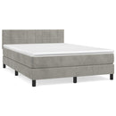 vidaXL világosszürke bársony rugós ágy matraccal 140x190 cm