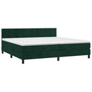 vidaXL sötétzöld bársony rugós ágy matraccal 200x200 cm