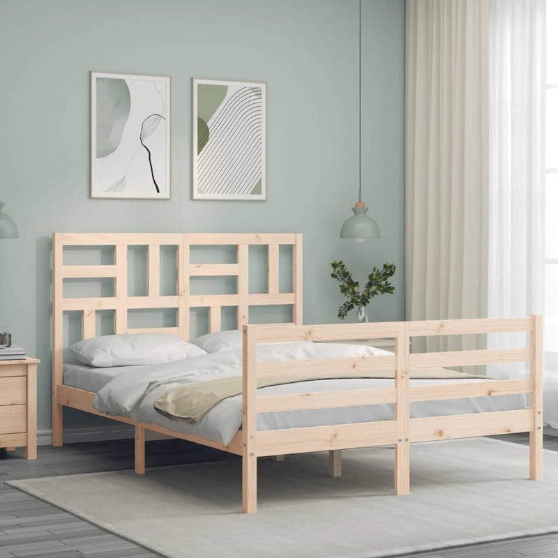 vidaXL tömör fa ágykeret fejtámlával 140 x 200 cm